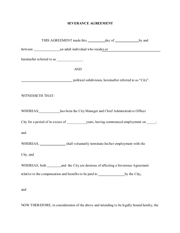 Sample Manager Severance Agreement | icma.org